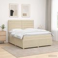 vidaXL LED boxspring posteľ s matracom Krémová 140 x 190 cm Látka