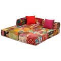 vidaXL 3-miestna modulárna taburetka, patchwork, látka