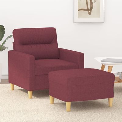 vidaXL Kreslo s podnožkou vínovo-červené 60 cm látka
