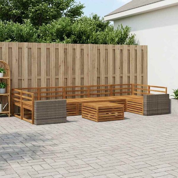 vidaXL Záhradná súprava gaučov 8 pcs Prírodná Pevné akáciové drevo
