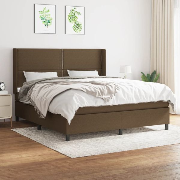 vidaXL Boxspring posteľ s matracom tmavohnedá 160x200 cm látka