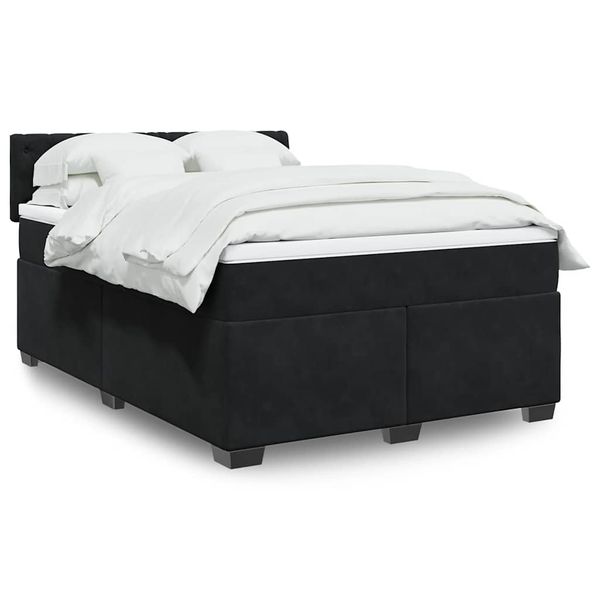 vidaXL Posteľný rám boxspring s matracom čierny 160x200 cm zamat