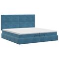 vidaXL Polohovací postel s matrací Tmavomodrá 200 x 200 cm Zamat
