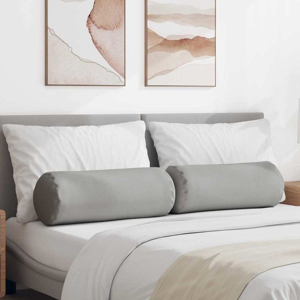 vidaXL Podložkové vankúše 2 pcs Oblá šedá Ø 25 x 70 cm látka