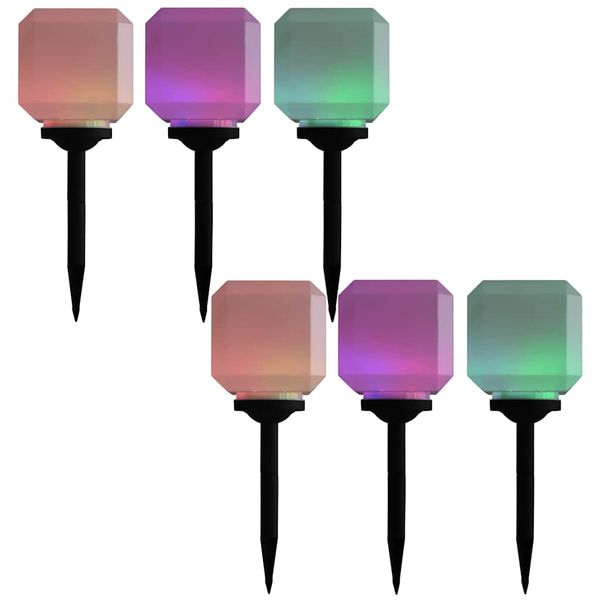 vidaXL Vonkajšie solárne lampy 6 ks 20 cm LED v tvare kocky RGB