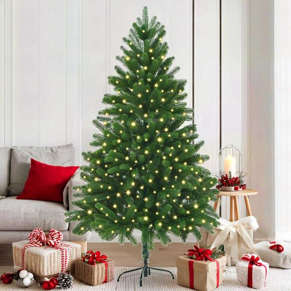 vidaXL Vianočný stromček s 300 LED-i so stojanom Zelená 180 cm PE