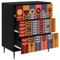 vidaXL Příborník ESSEN Potlač slnečníc 66 x 36,5 x 76 cm Čierny dub