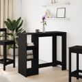 vidaXL Barový stôl s policami čierny 124x46x103,5 cm kompozitné drevo