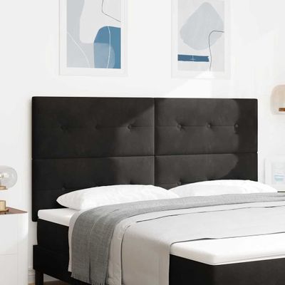 vidaXL LED hlavová doska s LED pásikmi Čierny 180 cm Zamat