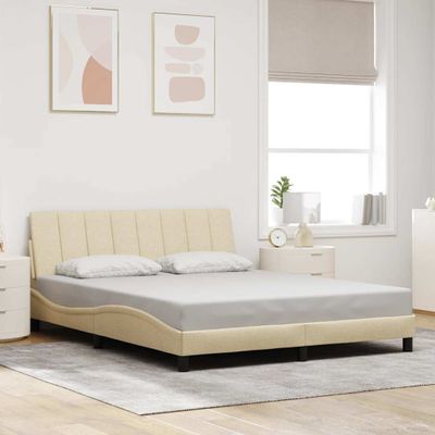 vidaXL Rám postele bez matraca Hanko krémová 160x200 cm látka