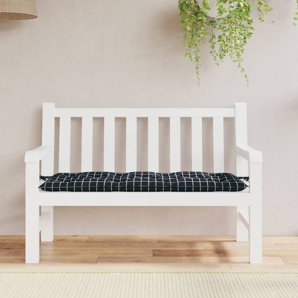 vidaXL Podložka na záhradnú lavičku čierne kocky 120x50x7 cm látka