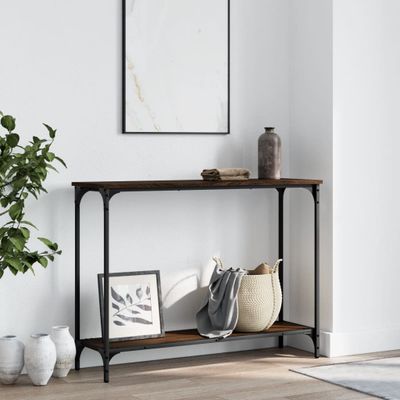 vidaXL Konzolový stolík hnedý dub 101x30,5x75 cm kompozitné drevo