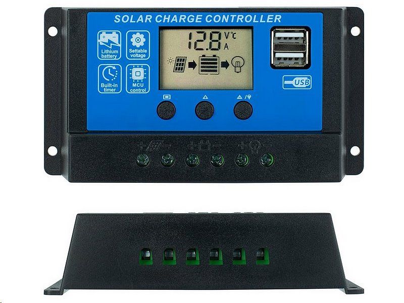 Solárny regulátor PWM VOLT 12-24 V/20 A + USB pre Pb batérie