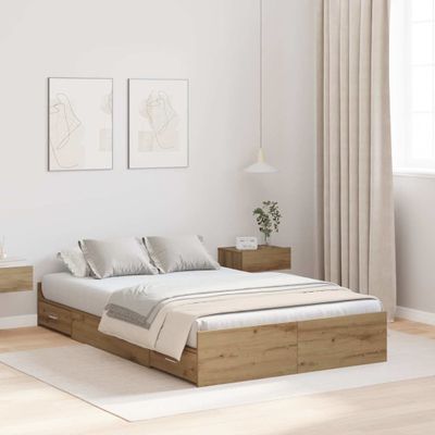 vidaXL Rám postele s úložným prostorem Remeselný dub 120 x 190 cm