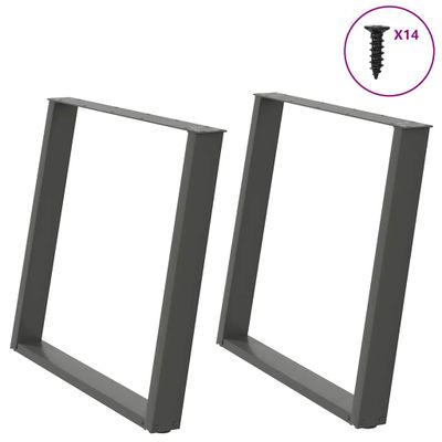 vidaXL Nohy k jedálenskému stolu v tvare U, 2 ks, antracitové, 100 x (72-73) cm, oceľ