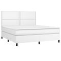 vidaXL Boxspring posteľ s matracom biela 160x200 cm umelá koža
