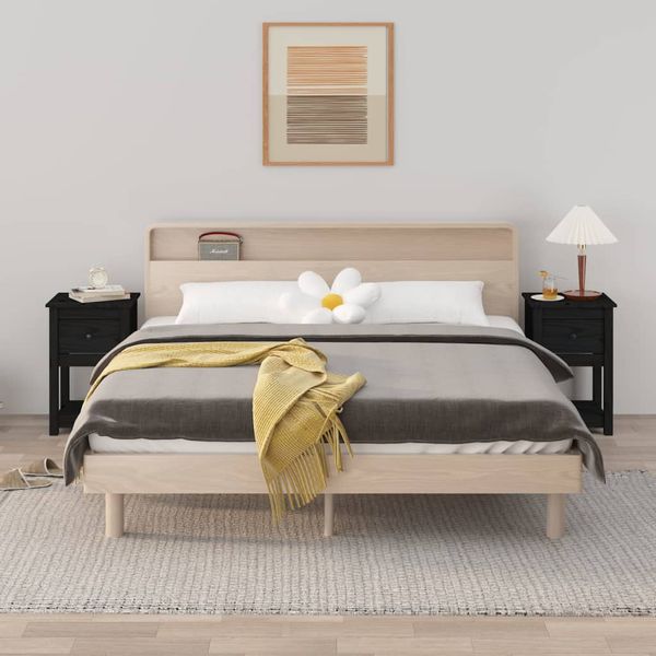 vidaXL Nočné stolíky 2 ks čierne 40x35x61,5cm masívne borovicové drevo