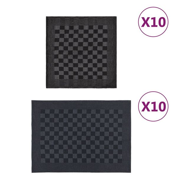 vidaXL 20-dielna súprava uterákov čierno-sivá bavlna