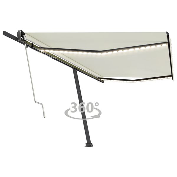 vidaXL Automatická markíza s LED a senzorom vetra 500x350 cm krémová