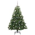vidaXL Umelý vianočný stromček s 150 LED-i Zelená 150 cm PE a PVC