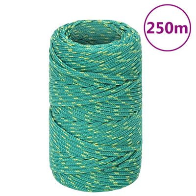 vidaXL Lodné lano zelené 2 mm 250 m polypropylén