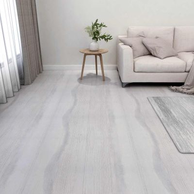 vidaXL Podlahové dosky 5,11 m² 55 pcs PVC Biela a svetlosivá