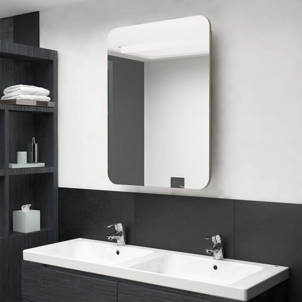vidaXL LED kúpeľňová zrkadlová skrinka farba dubu 60x11x80 cm