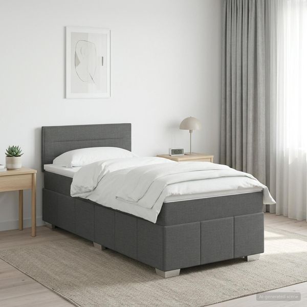 vidaXL Posteľ boxspring s matracom Tmavosivá 90 x 200 cm Látka