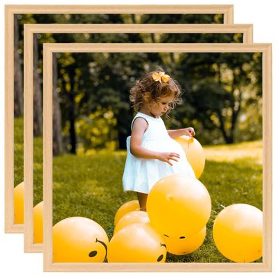 vidaXL Fotorámiky na stenu, koláž 3 ks, bledý dub 40x40 cm