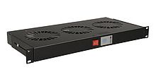 19'' 1U 3 ventilátory s bimetalovým termostatom RAL čierna do 19'' líšt VJ19-3-T-B