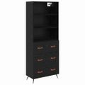vidaXL Highboard Čierny dub 69,5 x 34 x 180 cm Kompozitné drevo