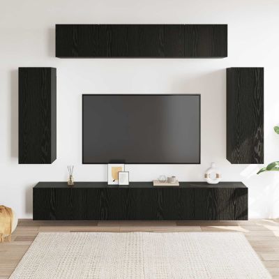 vidaXL Zostava TV skriniek Nástenný 6 pcs Čierny dub 100 x 30 x 30 cm