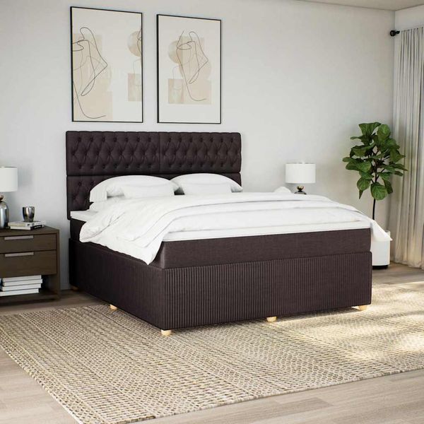 vidaXL Boxspring posteľ s matracom tmavohnedá 180x200 cm látka