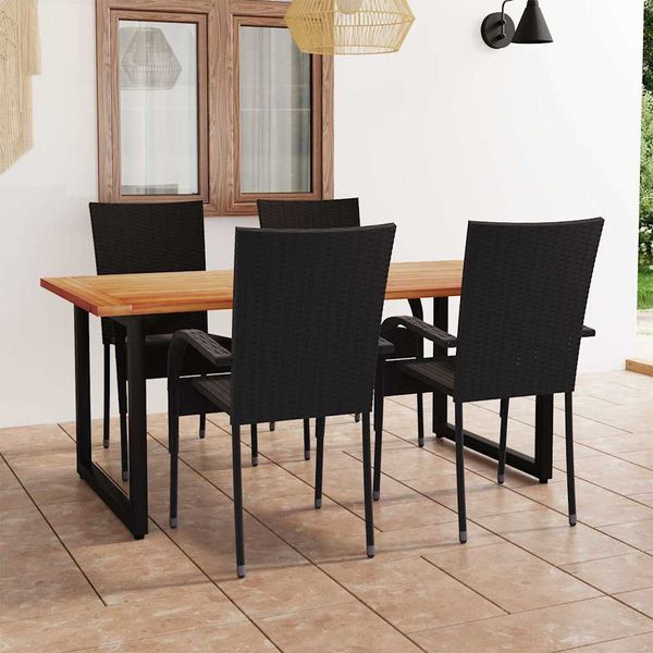 vidaXL 5-dielna záhradná jedálenská súprava polyratanová čierna