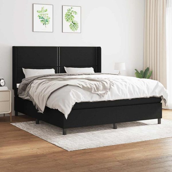 vidaXL Posteľný rám boxspring s matracom čierny 160x200 cm látka