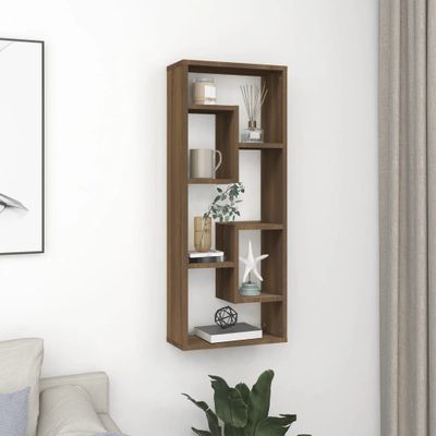 vidaXL Nástenná polica hnedý dub 36x16x90 cm spracované drevo