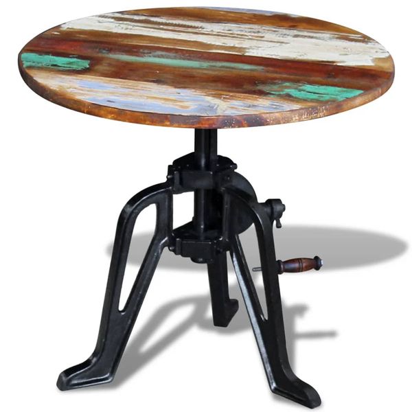 vidaXL Príručný stolík, recyklovaný masív, liatina 60x(42-63) cm