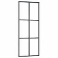 vidaXL Posuvné dvere s kovaním čierne 76x205 cm ESG sklo