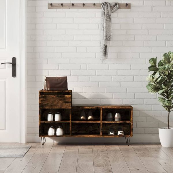 vidaXL Botník dymový dub 102x36x60 cm spracované drevo
