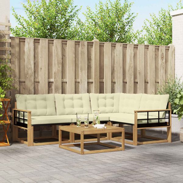 vidaXL Záhradná súprava gaučov 5 pcs Biela a krémová 79 x 79 x 37 cm