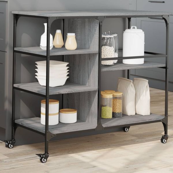 vidaXL Kuchynský vozík sivý sonoma 100x45x89,5 cm kompozitné drevo