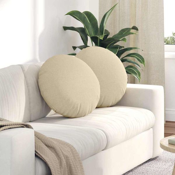 vidaXL Vankúše na sedenie 2 pcs Krémová Ø50 x 19 cm látka