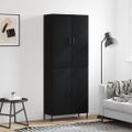 vidaXL Vysoká skrinka čierna 69,5x34x180 cm spracované drevo