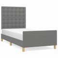 vidaXL Posteľný rám s čelom tmavosivý 90x200 cm látka