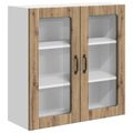 vidaXL Nástenný sklenený kabinet LUCCA Dub artisan 80 x 31 x 80 cm