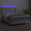 vidaXL Boxspring posteľ s matracom a LED biela 140x200 cm umelá koža