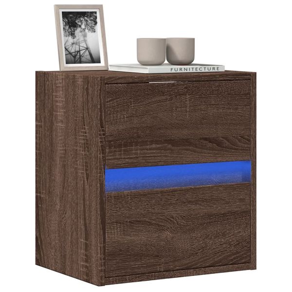 vidaXL TV nástenná skrinka s LED svetlami hnedý dub 41x31x45 cm