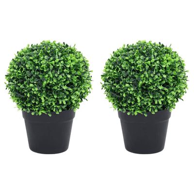 vidaXL Umelé krušpány v tvare gule 2 ks s črepníkmi zelené 32 cm