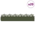vidaXL Obrubníky trávnika 20 ks 103 x 0,05 x 22 cm Oceľ Olivovo zelená