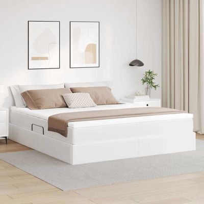vidaXL Postel s úložným prostorem a matrací Biela 160 x 200 cm